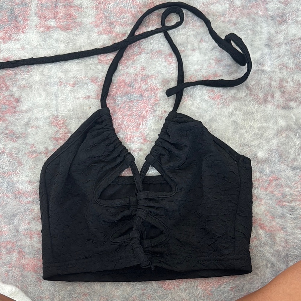Black Halter Crop Top